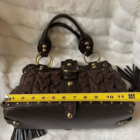 Rafè brown sweater satchel with brown leather trims antique tone hardwares - Picture 9 of 13